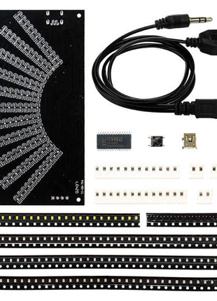 DIY Fan shaped Music Spectrum LED Rhythm Light Electronic Kit PCB SMD Component Soldering Kit MCU Audio Signal Conversion DC5V DIY Electronic Kit