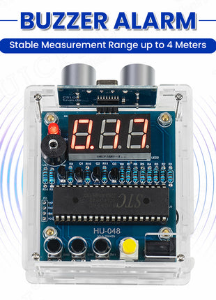DIY Ultrasonic Ranging Electronic Kit STC with LED Measuring Distance 0-4M Radar Alarm DIY Soldering Project Practice Solder DIY Electronic Kit