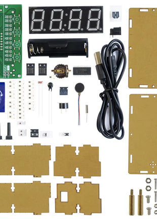 DIY Electronic Clock Multi-function Digital Clock Electronic Soldering Kits with Power Supply Cable DIY Electronic Kit