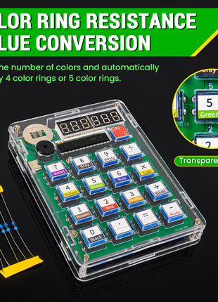 Kit de producción electrónica de calculadora DIY con pantalla digital LED con carcasa, kit de práctica de soldadura con microcontrolador, kit electrónico DIY