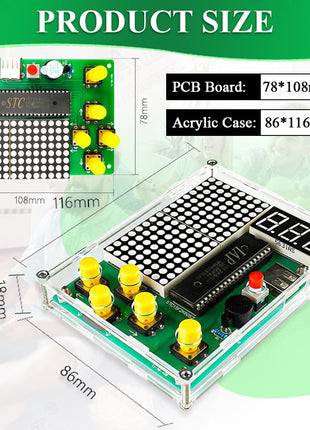 Kit de creación de juegos de píxeles DIY, electrónica, proyecto de soldadura DIY, práctica de soldadura, aprendizaje de ensamblaje con carcasa, kit electrónico DIY