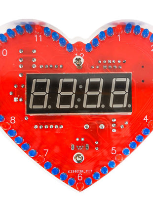 DIY Kit Electronic Multi-function Heart-Shaped LED Clock 4-digit Digital Tube Display PCB Soldering Practice Kit Micro USB DC 5V DIY Electronic Kit