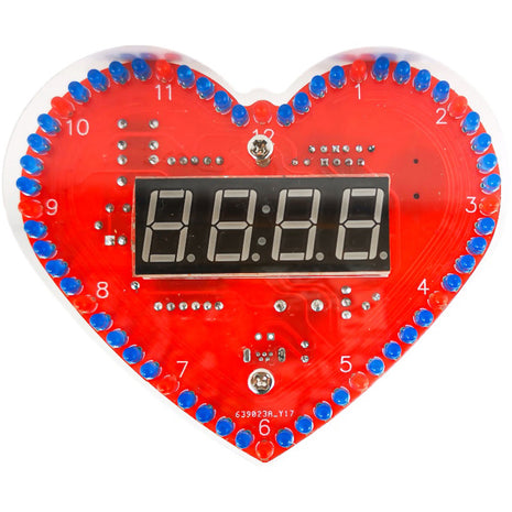 DIY Kit Electronic Multi-function Heart-Shaped LED Clock 4-digit Digital Tube Display PCB Soldering Practice Kit Micro USB DC 5V DIY Electronic Kit