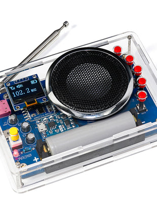 DIY OLED FM Radio Electronic Kit Adjustable Frequency 87-108MHz DIY Soldering Kit RDA5807 Rechargeable Source Full Range Speaker DIY Electronic Kit