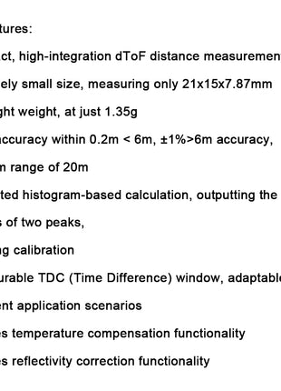 22m Laser Ranging Module Compact Size High Precision TOF High Frequency Distance Measurement Electronic Module
