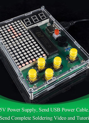 Kit de creación de juegos de píxeles DIY, electrónica, proyecto de soldadura DIY, práctica de soldadura, aprendizaje de ensamblaje con carcasa, kit electrónico DIY
