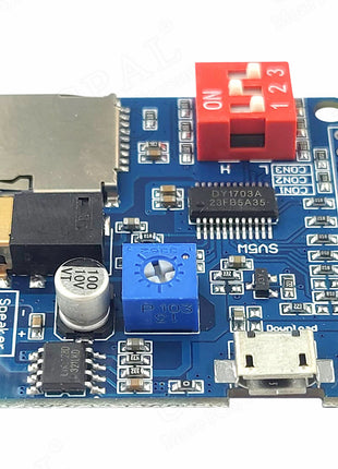 Voice Sound Module for Arduino MP3 Player Module UART I/O Trigger Class D Amplifier Board 5W 8M Storage SD/TF Card DY1703A Electronic Module