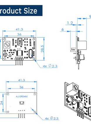 for AJ-SR04M Ultrasonic Ranging Sensor Module Waterproof with 2.5M Cable Probe Distance Measuring Sensor for Arduino 20-450CM Electronic Module