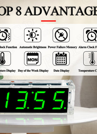 DIY Digital Clock Kit Display Date Week Temperature Alarm DS1302 Soldering Project Learning Practice Solder Diy Electronic Kit