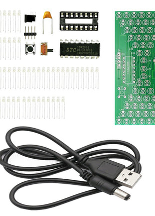 DIY Kit Electronic Hourglass LED Light-Emitting Diode MCU STC15W201S PCB Soldering Practice Kit With Power Cord DC5V 4PIN DIY Electronic Kit