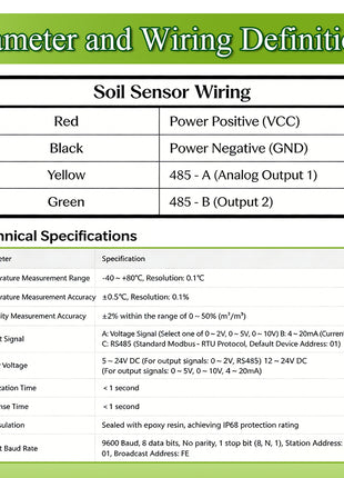 Soil Temperature Humidity Sensor Probe RS485 Output 0-5V 0-10V 4-20mA Analog Soil Moisture Detector Sensors IP68 Protection Sensor Module