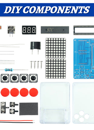 Kit electrónico de bricolaje Consola de juegos de píxeles LED Matriz de puntos Pantalla de tubo digital MCU STC15F2K60S2 PCB de doble cara Kit de soldadura DIY Kit electrónico DIY
