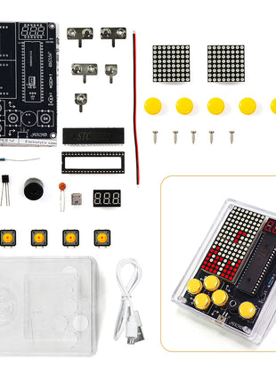 DIY Upgraded Pixel Game Console Electronic Kit Red LED Dot Matrix Digital Tube Display Soldering Practice Kit Adjustable USB 5V DIY Electronic Kit