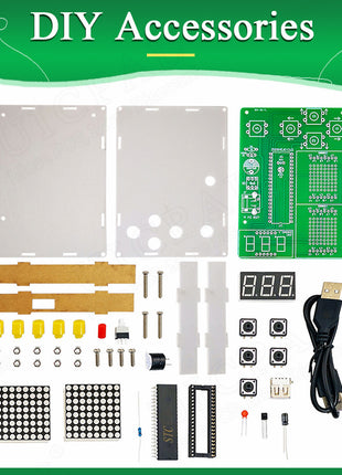 Kit de creación de juegos de píxeles DIY, electrónica, proyecto de soldadura DIY, práctica de soldadura, aprendizaje de ensamblaje con carcasa, kit electrónico DIY