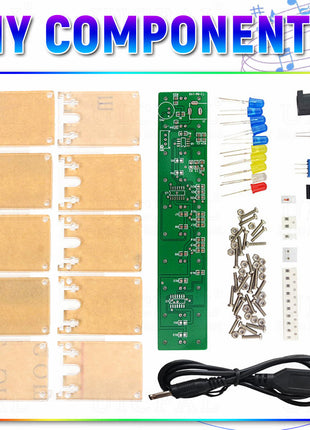 DIY Sound Control LED Music Spectrum Electronic Kit Crystal Column Audio Display PCB Soldering Practice Kit LM339 LM358 DC5-12V DIY Electronic Kit