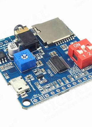 Voice Sound Module for Arduino MP3 Player Module UART I/O Trigger Class D Amplifier Board 5W 8M Storage SD/TF Card DY1703A Electronic Module