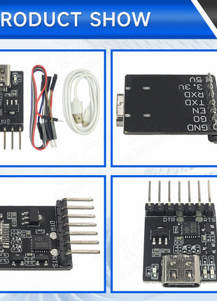 CH9102F Downloader Module Chip Program Burning for ESP-32 MINI TYPE-C USB to UART RS232 RS485 Serial Port Download 7Pin Electronic Module