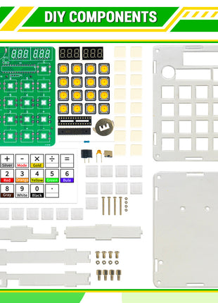 Kit de producción electrónica de calculadora DIY con pantalla digital LED con carcasa, kit de práctica de soldadura con microcontrolador, kit electrónico DIY