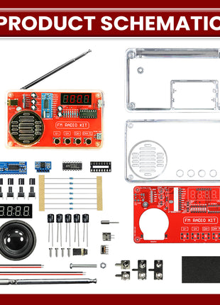 Kit Electrónico de Radio FM DIY 50-108MHz Ajustable IC RDA5807 con Pantalla Digital LED Kit de Soldadura DIY Altavoz de 3W Doble Alimentación Kit Electrónico DIY