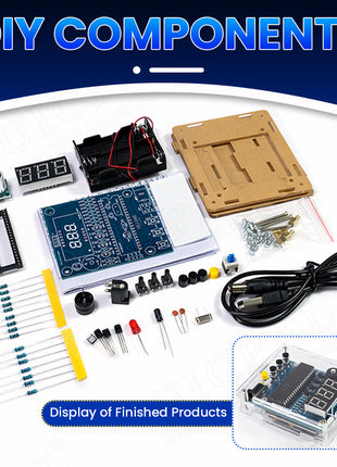 DIY Ultrasonic Ranging Electronic Kit STC with LED Measuring Distance 0-4M Radar Alarm DIY Soldering Project Practice Solder DIY Electronic Kit