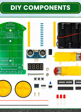 Kit electrónico de coche teledirigido ultrasónico DIY, kit de práctica de soldadura de coche inteligente con programación de pantalla LED, kit electrónico DIY