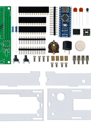 Kit de reloj electrónico LCD DIY DS1302 con pantalla de temperatura, luz de fondo ajustable, alarma musical para Arduino Tipo-C USB DC5V Kit electrónico DIY