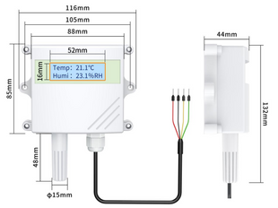 Digital Display Transmitter with Temperature Humidity Sensor Probe RS485 Analog 0-5V 0-10V 4-20mA Waterproof Temperature Sensors Sensor Module