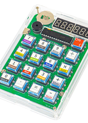 Kit de producción electrónica de calculadora DIY con pantalla digital LED con carcasa, kit de práctica de soldadura con microcontrolador, kit electrónico DIY