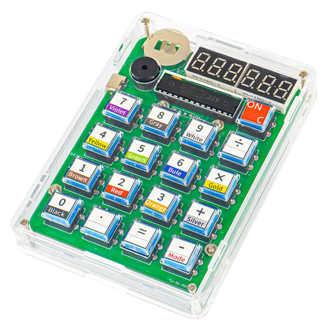 Kit de producción electrónica de calculadora DIY con pantalla digital LED con carcasa, kit de práctica de soldadura con microcontrolador, kit electrónico DIY