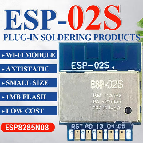 ESP-02S Serial Wireless 2.4G Wifi Module Transceiver for Smart Home Industrial IoT 1MB Flash ESP 02S ESP8285 Electronic Module
