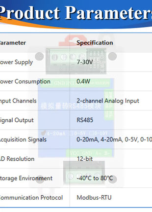 Conversion Module Analog 4-20mA 0-5V 0-10V to RS485 Modbus RTU Protocol 2 4 8 Channel Digital RS485 Transform Modules Sensor Module
