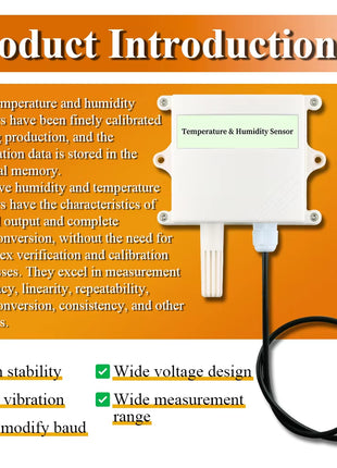 Digital Display Transmitter with Temperature Humidity Sensor Probe RS485 Analog 0-5V 0-10V 4-20mA Waterproof Temperature Sensor Module