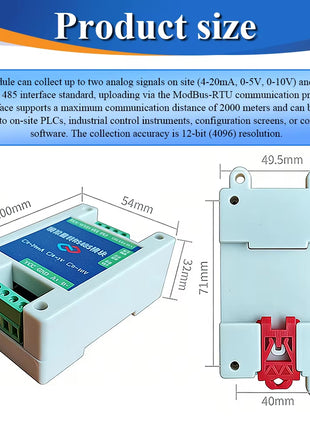 Conversion Module Analog 4-20mA 0-5V 0-10V to RS485 Modbus RTU Protocol 2 4 8 Channel Digital RS485 Transform Modules Sensor Module