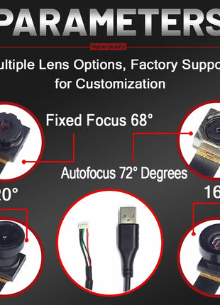 New OV5640 USB Camera Module UVC Drive-free to 5Pin USB Cable 66 120 160 Degrees Auto Focus HD 5MP for Android WIN XP 7 8 10 Camera Module