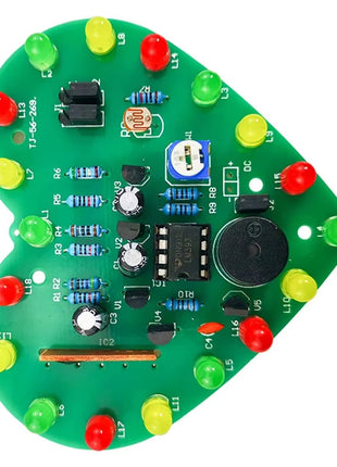 Kit electrónico de LED de color en forma de corazón con control de luz DIY, 18 LED de intermitencia cíclica, kit de práctica de soldadura PCB, DC4.5-5V, 2 kits electrónicos DIY vendidos