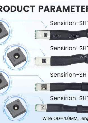 emperature Humidity Sensor Probe Cable Metal Head Digital Capacitance Sensors 1M Length I2C Output SHT20 SHT30 SHT40 SHTC3 Sensor Module