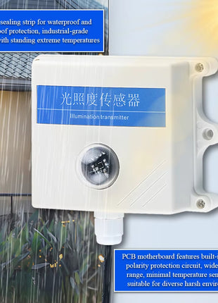 0-200000LUX Illuminance Sensor with OLED Display Light Intensity Monitoring Modbus-RTU RS485 4-20mA 0-10V Illumination Meter Sensor Module