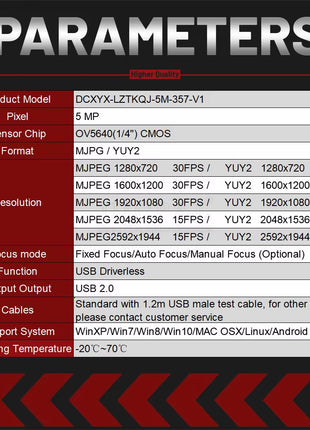 OV5640 Camera Module 78MM 68 72 120 160 Degree Auto Focus AF High-definition 5 Million Pixels 24PIN DVP MIPI Interface Camera Module