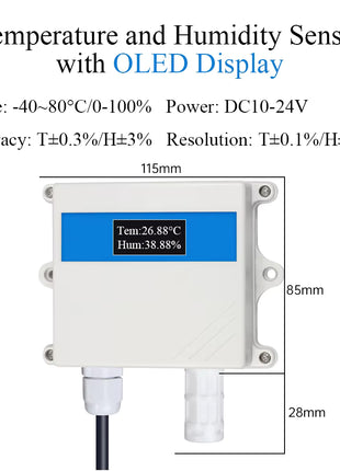 PE Probe Temperature and Humidity Sensor Module with OLED Display ModBus RTU RS485 4-20mA 0-10V Industrial Sensors Transmitter Sensor Module