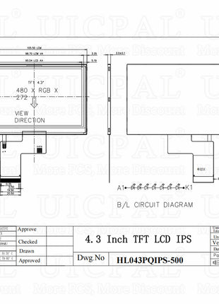 4.3 Inch TFT Display Module ST7280 HD IPS TN 480*272 40PIN RGB Interface Plug-in with Capacitive Touch Screen OLED LCD Module